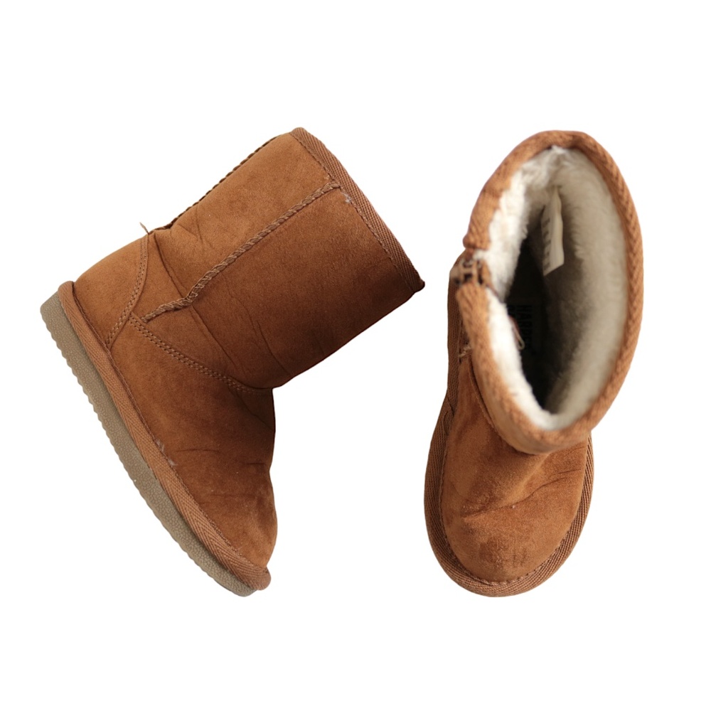 Little Girls Harper Canyon Chestnut Brown Suede Faux Fur Lined Boots Size 7T